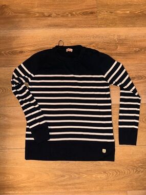 Striped Crewneck Sweater - Navy and White
